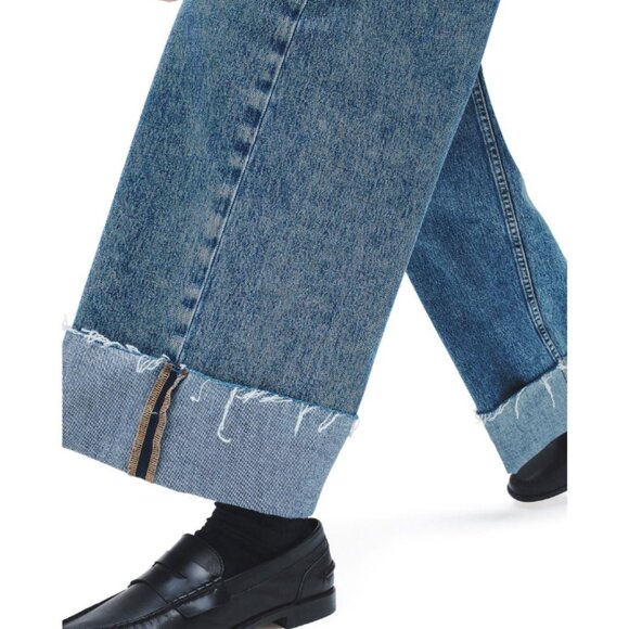 Rag Bone Sofie Crop Wide Leg Jeans Fold Over Hem Fray Womens 26 Blue High Rise - Picture 5 of 6